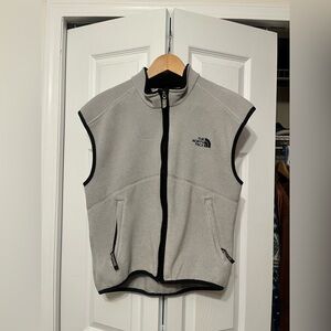 The North Face Gray Fleece Vest with Black Logo